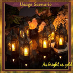 Cunhill 12 Pieces Mini Lanterns with Flickering LED Candle Vintage Decorative Hanging Candle Lanterns for Ramadan Wedding Decorations Party Table Centerpiece, Battery Included(Black) - Image 4