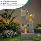 32.5" Outdoor Water Fountain LED Cascading Waterfall 5-Tier - Image 4