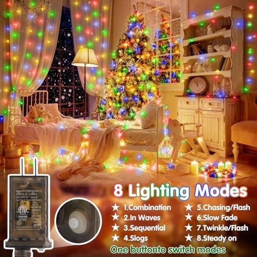 KNONEW 400FT 1200LED Outdoor Fairy Lights Plug in Multicolor Xmas Decor - Image 2
