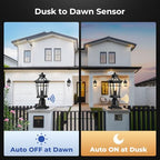 Dusk to Dawn Outdoor Post Lights Hard Wired with Pier Mount Base, 2 Packs Outdoor Lighting with Motion Sensor for Garage - Image 2