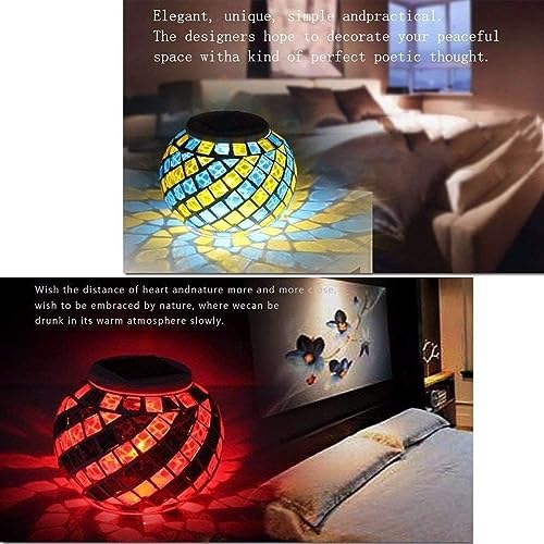 Solar Night Lights for, Mosaic Glass Ball Garden Lights, for Bedroom Party Garden Patio Yard Decoration Lighting Solar Outdoor Table Lamp (YellowBlue) - Image 7