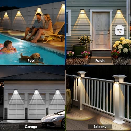 AUDLES Solar Fence Lights Outdoor Waterproof, Fence Lights Solar Powered with 3 CCT Modes, Solar Wall Light for Outside, Step, Patio, Garden, Deck, Stairs - 12 Pack - Image 4