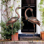 Kircust Crane Garden Sculptures & Statues Heron Decoy Large Size Metal Birds Yard Art Standing Vintage Brass Heron Lawn Ornament Outdoor Decorations 37 Inches Set of 2 - Image 5