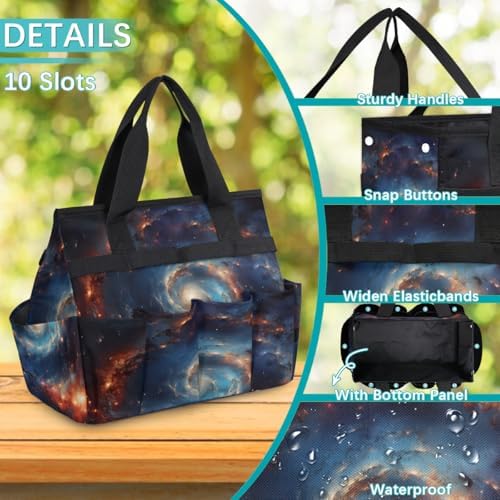 Space Garden Tool Bag Organizer Heavy Duty Galaxy Nebula Outer Space Gardening Tote Bag with 10 Pockets for Women Men Gardening Gifts - Image 5