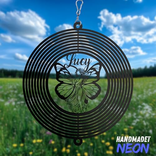 Personalized Wind Spinner Sublimation Hummingbird Custom Name Flowers Metal Art Laser Cut Design 3D Decor for Garden Yard Outdoor Indoor Lawn Patio Porch Birds Lover Presents (Fairy) - Image 3