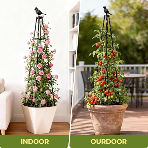 2 Pack Garden Trellis for Climbing Plants Outdoors,65Inch Cucumber Trellis Garden Obelisk Trellis Rustproof Plants Support with Adjustable Heights for Indoor Potted Plants, Vines, Vegetables - Image 5