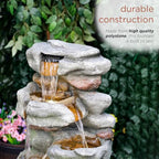Alpine Corporation 39" Tall Outdoor Mult-itiered Elegant Rock Look Waterfalls Floor Fountain with LED Lights, Gray - Image 2