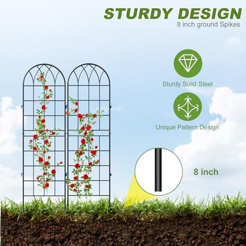 DoCred 4 Pack Garden Trellis for Climbing Plants, 59 Inch Metal Trellis - Image 4