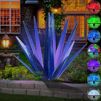 KODIBO Large Metal Agave Plant Outdoor Decor with Solar Light, Dark Blue by KODIBO
