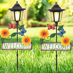 Lewondr 2 Pack Solar Garden Lights Butterfly with Welcome Sign by Lewondr