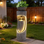 40" Outdoor Water Fountain with Birdfeeder and Innovative LED Strip by Ultym