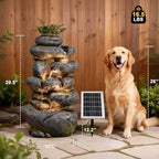 5 Tiers Cascading Solar Water Fountain Outdoor Fountain with LED Lights - Image 2
