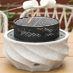 Table Top Firepit Mini Small Safer Burning Wood Pellet Fire Pit (Curve 1) by Loomdeen