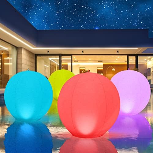 Floating Pool Lights Solar Powered,Blibly 14 inch Pool Lights that Float, Inflatable Waterproof Led Balls, Solar Floating Light for Outdoor Swimming Pond Garden Lawn Party Decor (4 Pack) by Blibly