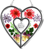 KY&BOSAM Memory Gifts Heart Suncatchers Pressed Flowers Stained Glass by KYBOSAM