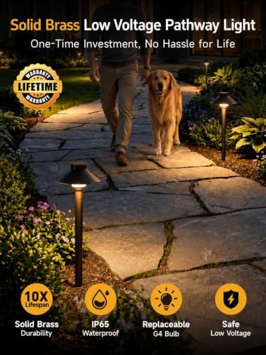 Gardenreet Solid Brass Low Voltage Hat-Top Path Light, Black, G4 2700K 4Pk - Image 2
