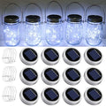 SmilingTown Solar Mason Jar String Light Lids 12 Pack 30 LED Fairy Firefly Inserts Lighting with 12 Hangers Waterproof for Outdoor Tree Patio Lawn Garden Decor, No Jars (Cool White) by SmilingTown