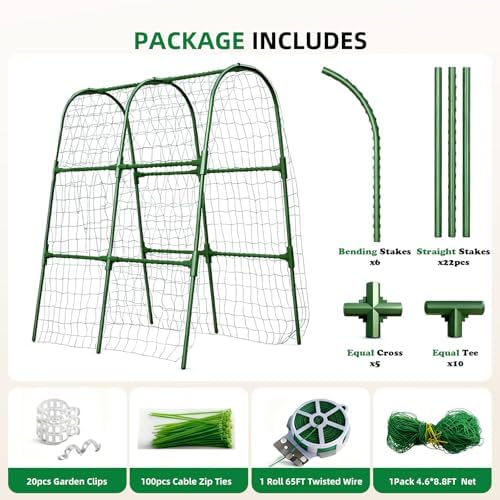 Cucumber Trellis for Raised Bed, U-Shape Garden Arch Metal Support for Climbing Plants, Metal Arch Plant Support Vegetables Trellis, Plant Support for Vine (Green, 31.5 * 30 * 47inch(L*W*H)) - Image 6