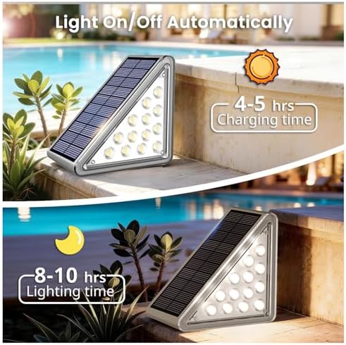 JEJOT 8 Pack Solar Step Lights Outdoor Waterproof, Solar Stair Lights,Gray - Image 6