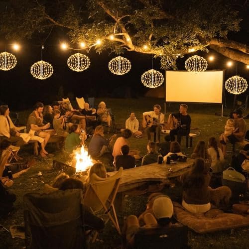 led String Lights Outdoor, 2 Pack, 8in Globe,162 LEDs Expandable Hanging Ball Lights with 8 Modes,Timer,IP65 Waterproof Connectable for Porch, Yard,Roof Indoor Home Decor Warm White - Image 6