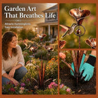 Flamed Copper Three Calla Lilies Garden Stake with Bells，Triple bluebells Garden Stake，Weatherproof Outdoor Yard Sculpture for Lawn, Patio and Pathway Decoration (3) - Image 2