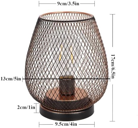 TRIROCKS Set of 2 Battery Operated Lamp LED Table Lantern, Metal Cage Cordless Lamps with LED Bulb，Vintage Decorative Outdoor Lantern for Weddings, Parties, Patio, Events for Indoors Shelf Decor - Image 3