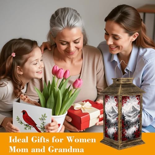 Solar Lantern Outdoor Waterproof Black White Pop Red Japanese Temple Autumn Fall Landscape Mount Maple Garden Decor LED Solar Lights Hanging/Tabletop Lamp Gifts for Women Mom for Outside Yard Patio - Image 4