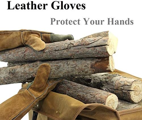 INNO STAGE Waxed Canvas Firewood Log Carrier with Gloves - Image 3