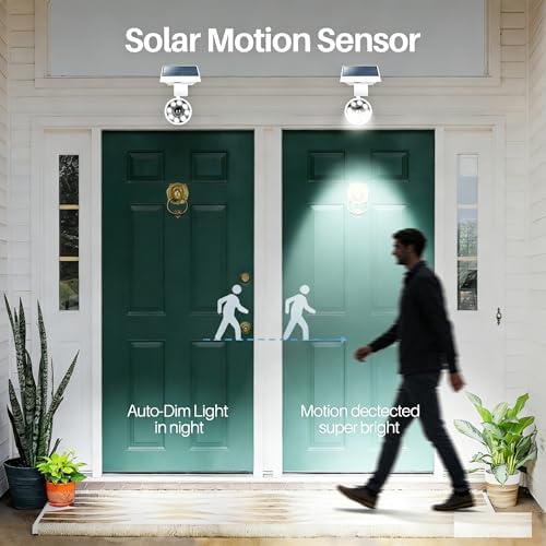 Motion Sensor Outdoor Solar Lights Waterproof Aluminum alloy(Not plastic) Solar Spot Lights, Solar Motion Detector Lights for Outside Patio Porch Wall Driveway Garden, 100-Week FREE Refund/Replacement - Image 4