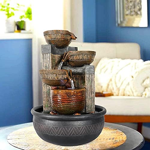 Hamiedun Tabletop Water Fountains Indoor Waterfall and Calming Water Sound Relaxation Desktop Fountain，The for Office, Room Decoration, Portable Feng Shui Fountain Indoor and Outdoor (15.7iches) - Image 3