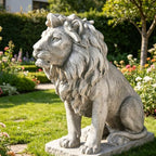 Garden Outdoor Statues Lion Statue – 20Inch Garden Decor Statue Antique Lion Stone with Long Hair Outdoor Indoor Figurine Gift Decoration for Home Décor Patio Yard 20 * 9.5 * 19.5 inch by LCdecohome