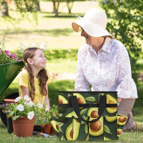 Avocado Cocktail Garden Tool Bag Tote for Men Women Multiple Pockets Wide Mouth Heavy Duty Waterproof Tool Organizer Bag for Outdoor Lawn Yard Portable Gardening Storage With Elasticbands - Image 5