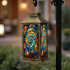 Solar Lantern Outdoor Waterproof Colorful Stained Glass Garden Decor LED Hanging Solar Lights Tabletop Lamp Gifts for Women Mom Outside Yard Patio Porch by DERUINVAIO