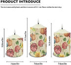 Cozeyat Flameless Candles with Remote Aesthetic Indoor Decor Pumpkin Print Electric LED Candles for Thanksgiving Day Flickering Pillar Tea Lights Candles Battery Operated Set of 3 - Image 6