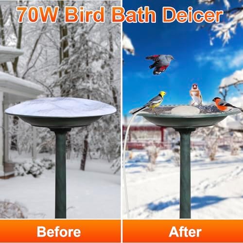 Viajero Bird Bath Deicer for Outdoors in Winter, 70 Watts Birdbath De-icer 2023 Upgraded Full-Covered Aluminum Water Heated Heater Thermostatically Controlled with Auto Shut Off for Patio Yard - Image 2