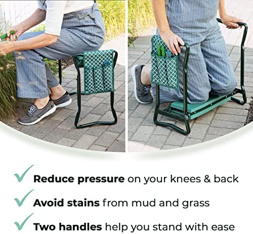Garden Kneeler And Seat - Protects Your Knees, Clothes From Dirt & Grass Stains - Foldable Stool For Ease Of Storage - EVA Foam Pad - Sturdy and Lightweight - Bench Comes With A Free Tool Pouch! - Image 3