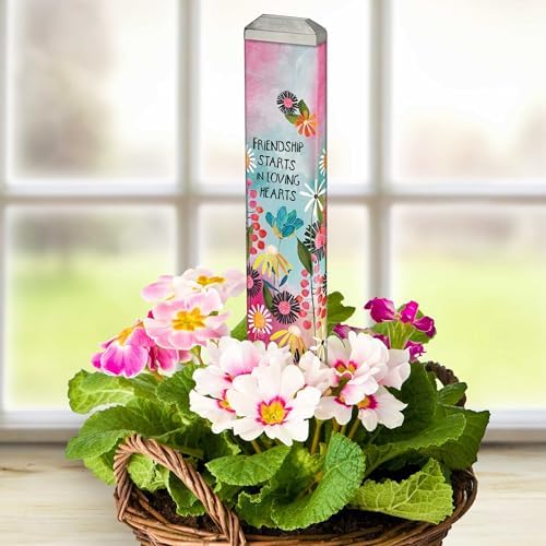 Studio M Art Pole 13 Inch Weather Resistant PVC with Vinyl Wrap Outdoor Decorative Accessory for Landscaping Gardens and Yards Pink Blue and Yellow Friendship Starts in Loving Hearts - Image 4