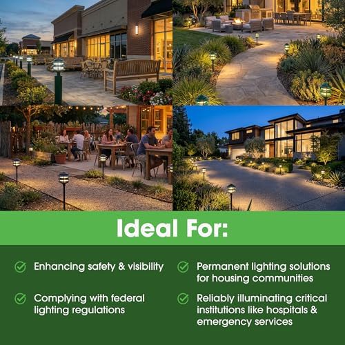 Greenfield Weatherproof Line-Voltage (120V) 3-Tier LED Outdoor Pathway Light – Permanent Outside Light for Walkway, Driveway & Landscaping – Professional Grade & Made in USA – Black - Image 5