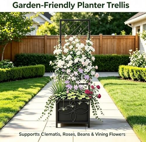 Zhongma 15.75 x 15.75 x 55 in Raised Garden Bed with Trellis,Heavy Duty Plant Box for Climbing Plants with Drainage Hole, Metal Lattice Planter Gardon Box with Inner Fabric Liners. - Image 5