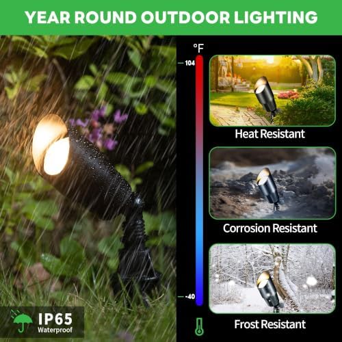 Black Outdoor LED Landscape Lights, 12V Low Voltage, Waterproof Aluminum Spotlights for Home Patio Backyard with 5W MR16 Bulb 2700K 12 Pack - Image 4