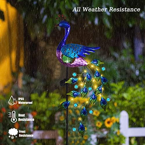 DREAMSOUL Peacock Solar Lights Outdoor, Waterproof Decorative Stake - Image 4