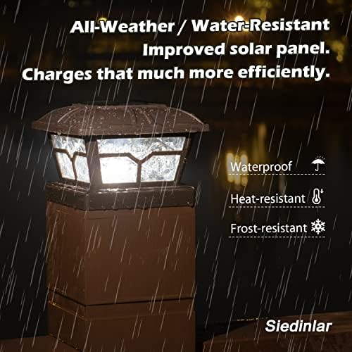SIEDiNLAR Solar Post Cap Lights Outdoor 2 Modes, 6 Pack, Brown, Warm/White - Image 5