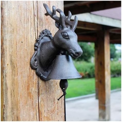 Cast Iron Dinner Bell, Cast Iron Doorbell, Cast Iron Dinner Bell Home Office Wrought Iron Deer Headbell Dinner Bell Art Wall Hanging - Image 2