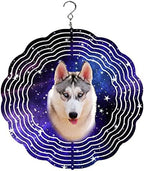 Traci's Fun Creations Wind Spinner, Siberian Husky, Aluminum, 10 Inch, Double-Sided, Round, Yard and Garden Décor (Gray and White Galaxy) by Unknown