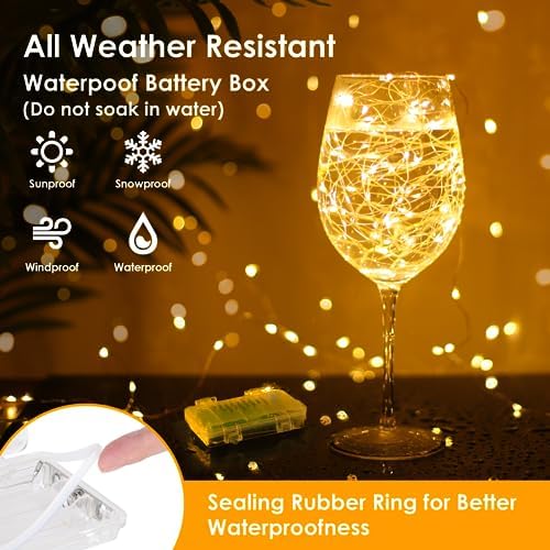 Mlambert 4 Pack Solar Hanging Mason Jar Lights with Stakes Bundle with 3 Pack 33FT Fairy String Lights Battery Operated with Remote and Timer - Image 5
