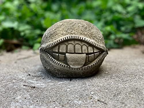 OLOMA Zippy mouth ornament Smiling face decoration Bust garden statue Outdoor face sculpture Minimalistic sphere decor Concrete ball figure Modern sculpture for home Minimalistic figurine by OLOMA