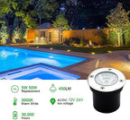12Pack Well Lights LED Low Voltage Landscape Lights, Outdoor In Ground Light 12V-24V 5W Warm White 3000K, IP65 Waterproof Up Lighting for Pathway, Driveway, Deck, Garden, with Wire Connectors - Image 3