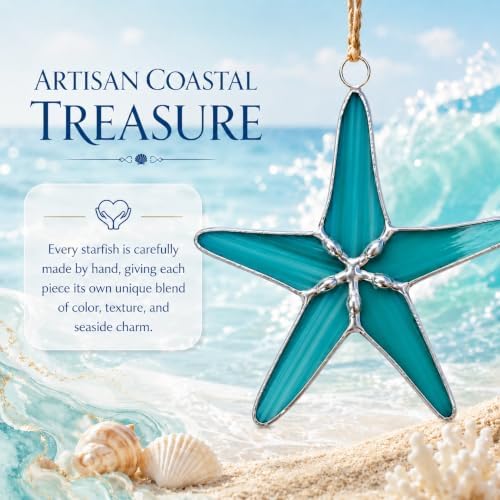 Stained Glass Multicolor Peacock/Teal/Light Blue Starfish 3" Suncatcher 3pk - Image 2