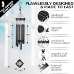 Sympathy Wind Chimes for Loss of Loved One – Bereavement Gift, Remembrance Wind Chime for Memorial Garden, Condolence Gift for Loss of Mom, Dad, Husband, Wife, Outdoor Memorial Decor - Black - Image 5