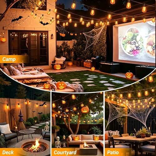 4Pack Orange Halloween ST38 LED String Lights, 26FT Strand with 12+1 Shatterproof Edison Bulbs, UL Waterproof Connectable Outdoor Hanging Patio Lights for Backyard Porch Bistro Christmas Party Decor - Image 3